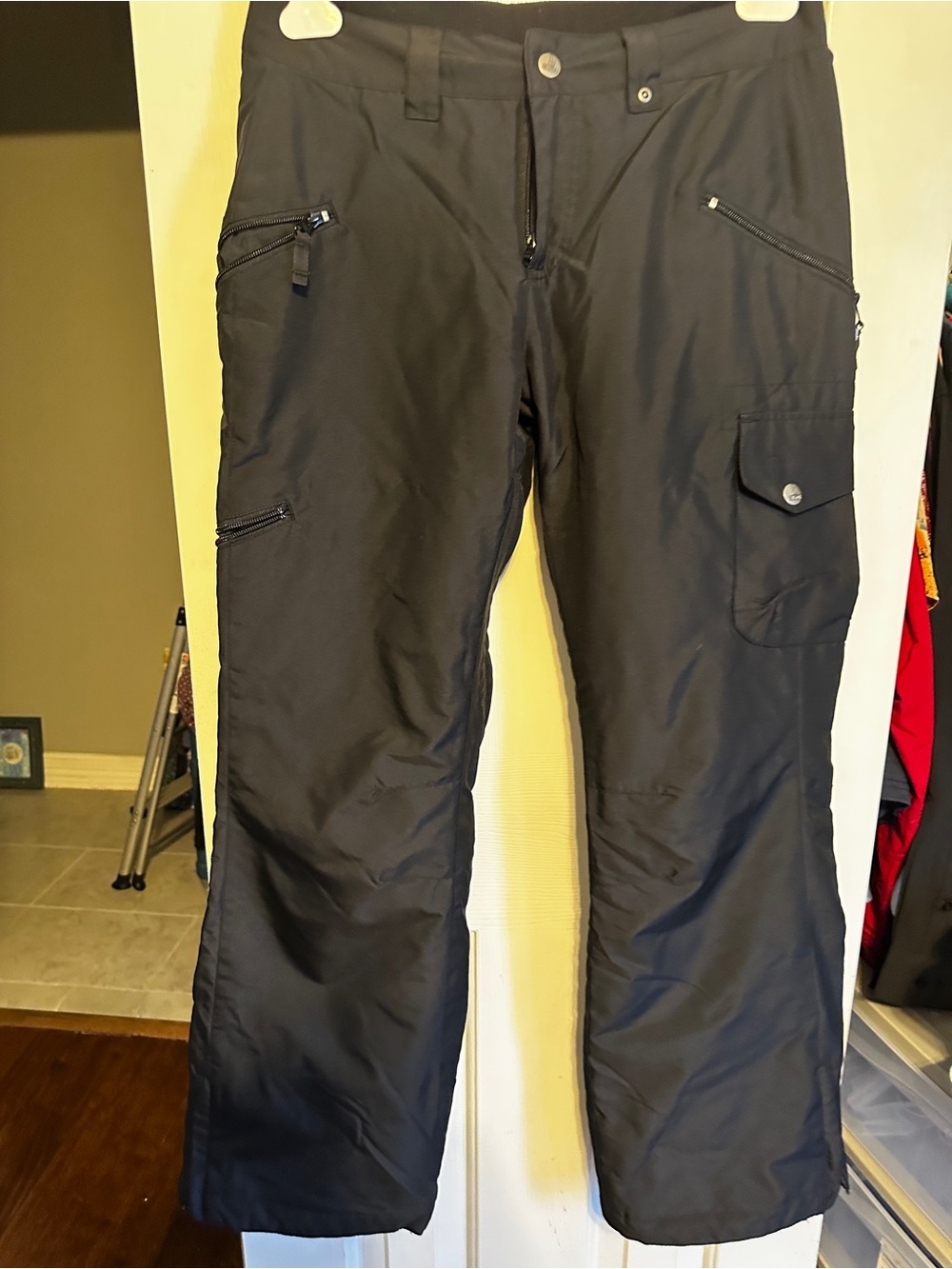Women's Black Cargo Snow Pants with Multiple Pockets